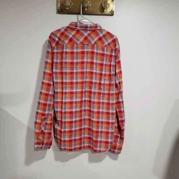 Buffalo David Bitton Mens  Size L Long Sleeve Button Down Orange Plaid Shirt. - Picture 2 of 6